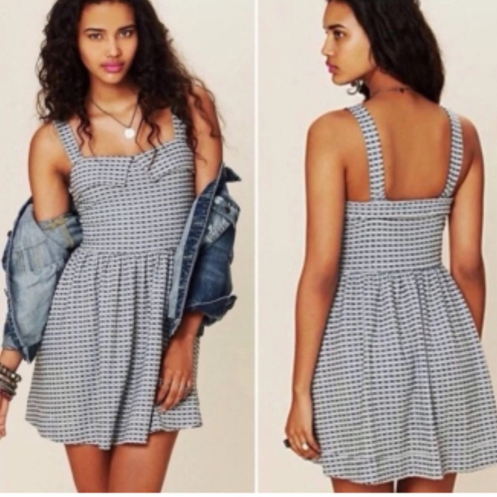FREE PEOPLE BEACH gingham mini dress